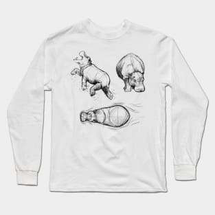 Sketches of a Hippopotamus Long Sleeve T-Shirt